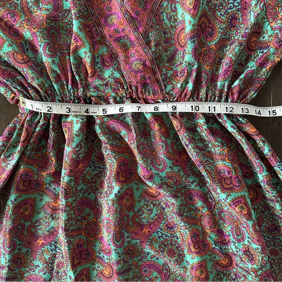 Zury Womens Dress Pink Floral Silk Ruffle Hi Low Cottage Peasant Boho One Size - Picture 5 of 8